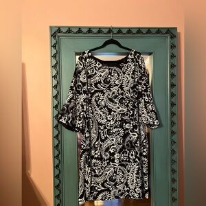 Black and Cream Paisley Dress